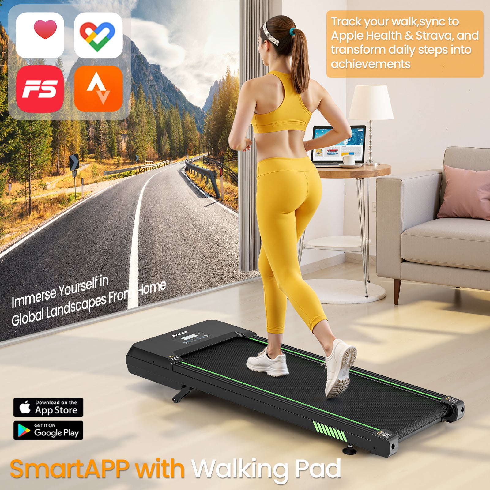 Akluer TW140L 12% Auto Incline Under Desk Treadmill