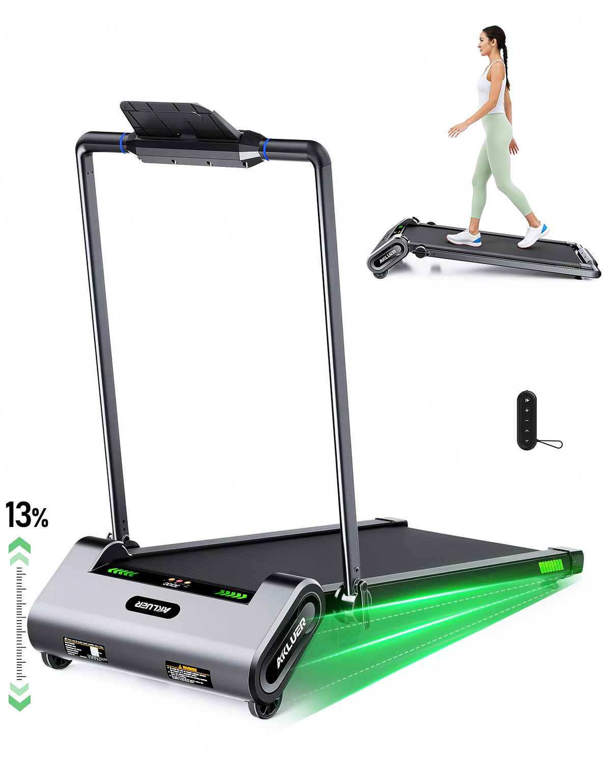 Akluer H1-B 13% Auto Incline Under Desk Treadmill