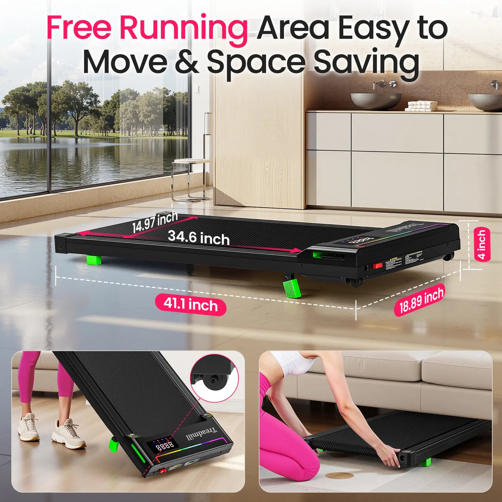 Akluer P03B Under Desk Walking pad Treadmill with Remote Control - 350 Lbs