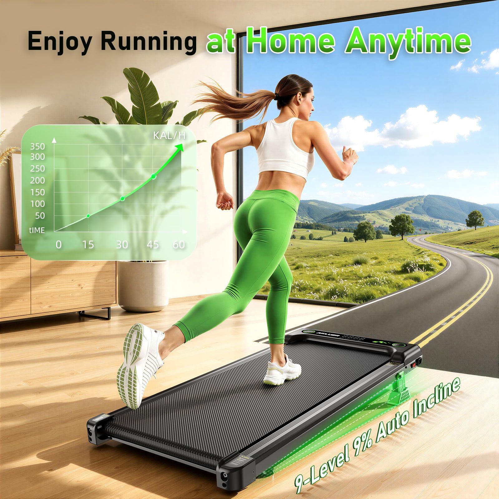 AKLUER Z1 9% Auto Incline Walking Pad Treadmill