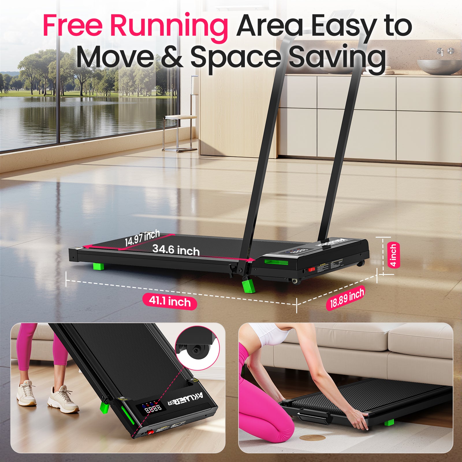 AKLUER H03 Foldable Treadmill with Handrail