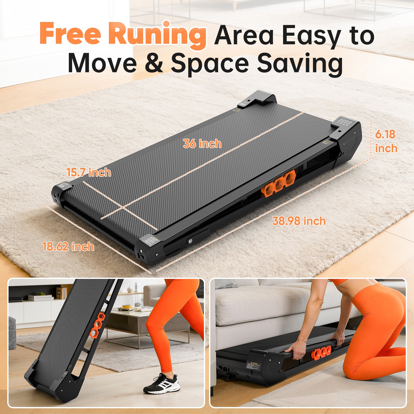 TM025 2-in-1 Walking Pad Treadmill with Vibration Plate, Brushless Motor for Quiet Home Use