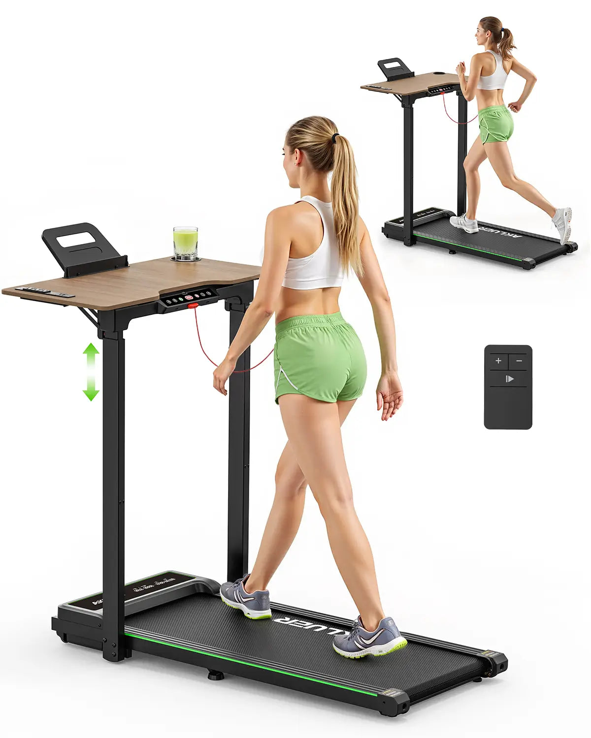 Akluer P3-D Adjustable Desk Treadmill, 330lbs, Quiet Foldable