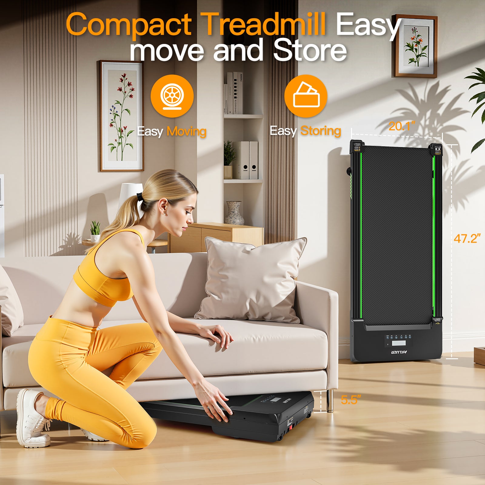 Akluer TW140L 12% Auto Incline Under Desk Treadmill