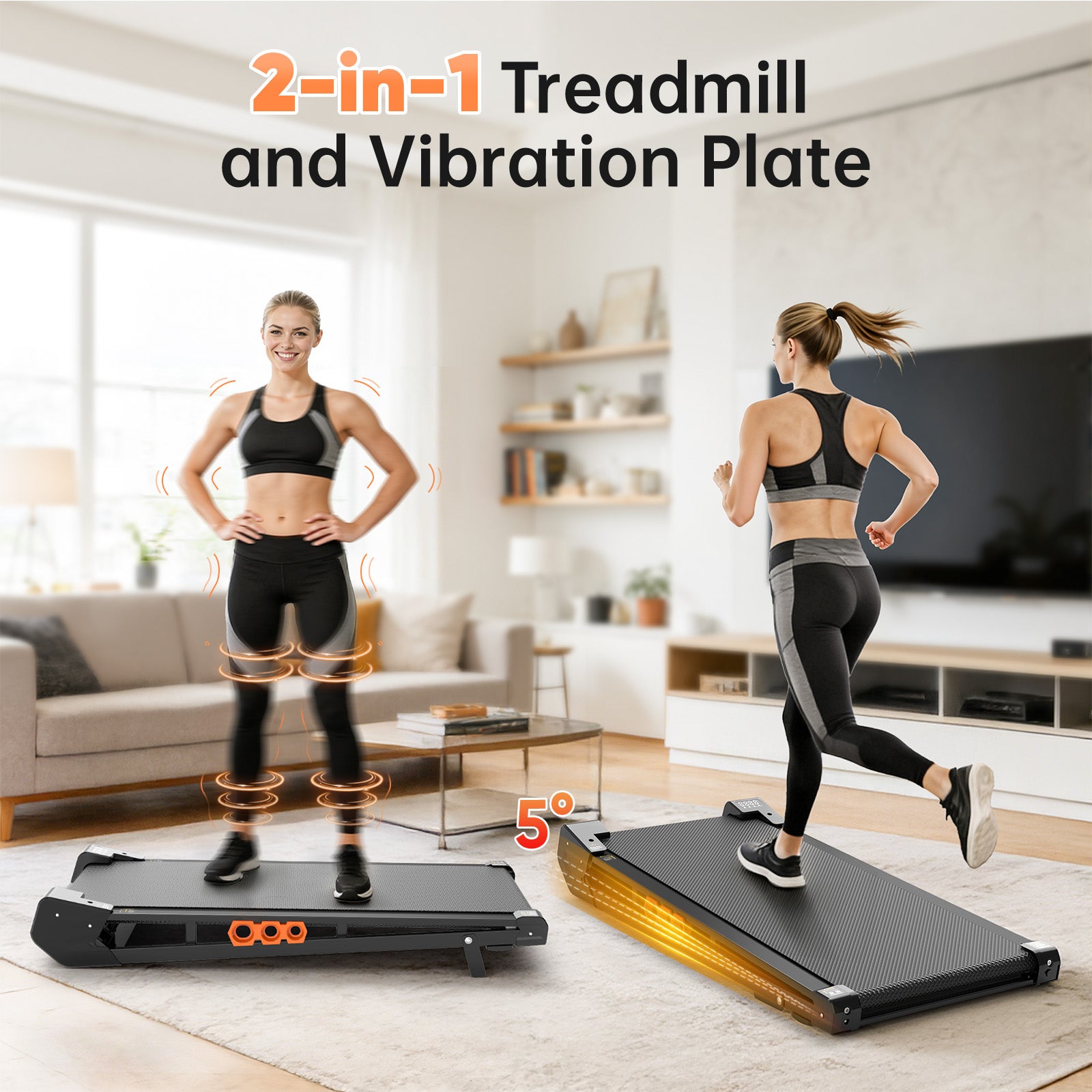 AKLUER TM025 2-in-1 Walking Pad with Vibration Plate