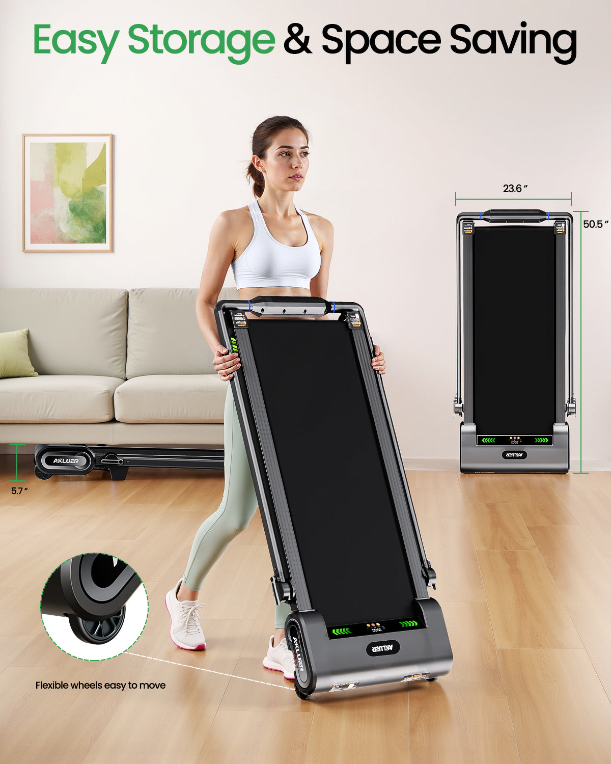 Akluer H1-B 13% Auto Incline Under Desk Treadmill