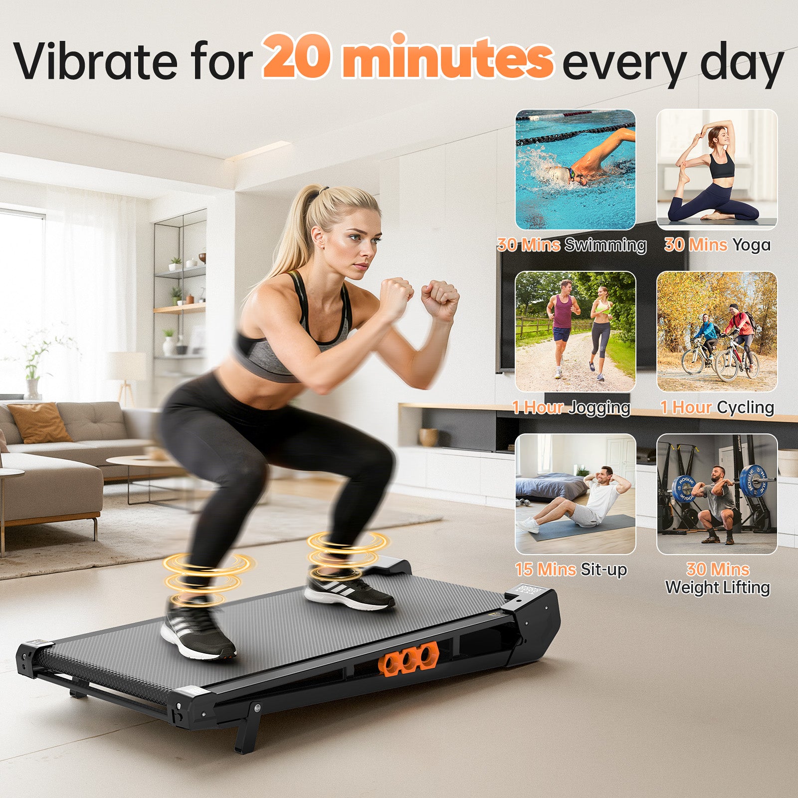 AKLUER TM025 2-in-1 Walking Pad with Vibration Plate