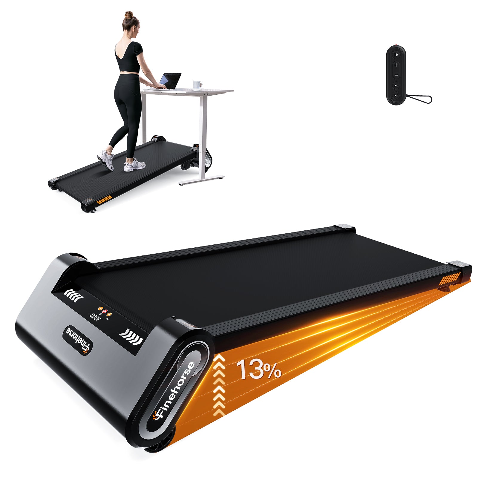 Finehorse H1 13% Auto Incline Under Desk Treadmill