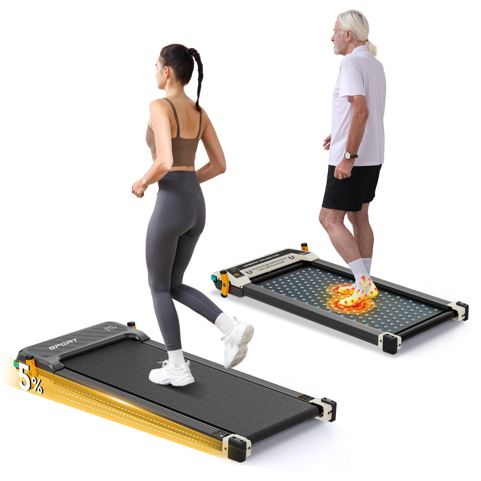 Akluer 520A-A 2-in-1 Foot Massage Under Desk Treadmill,Incline, Remote