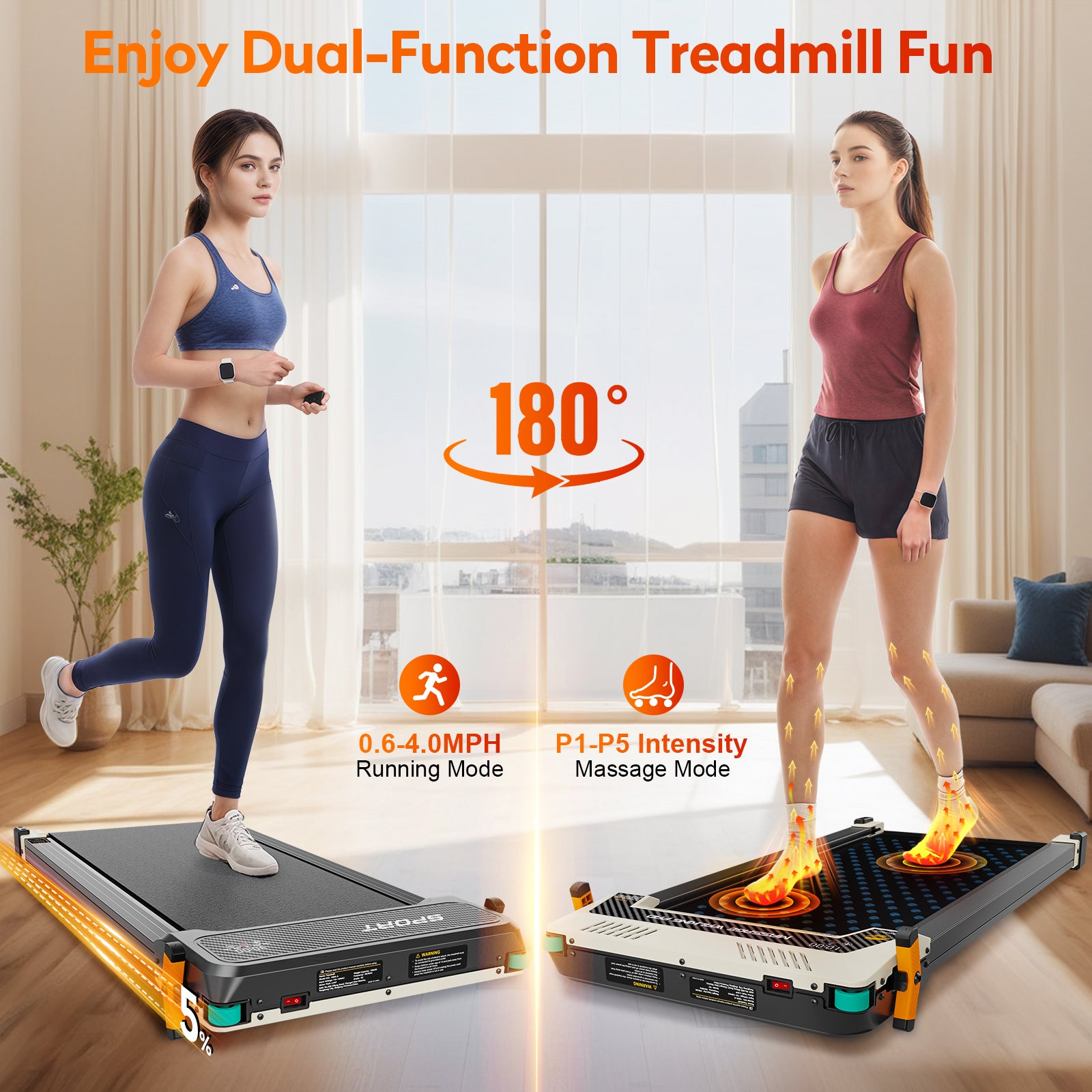 Akluer 520 Dual-Sided Under Desk Treadmill