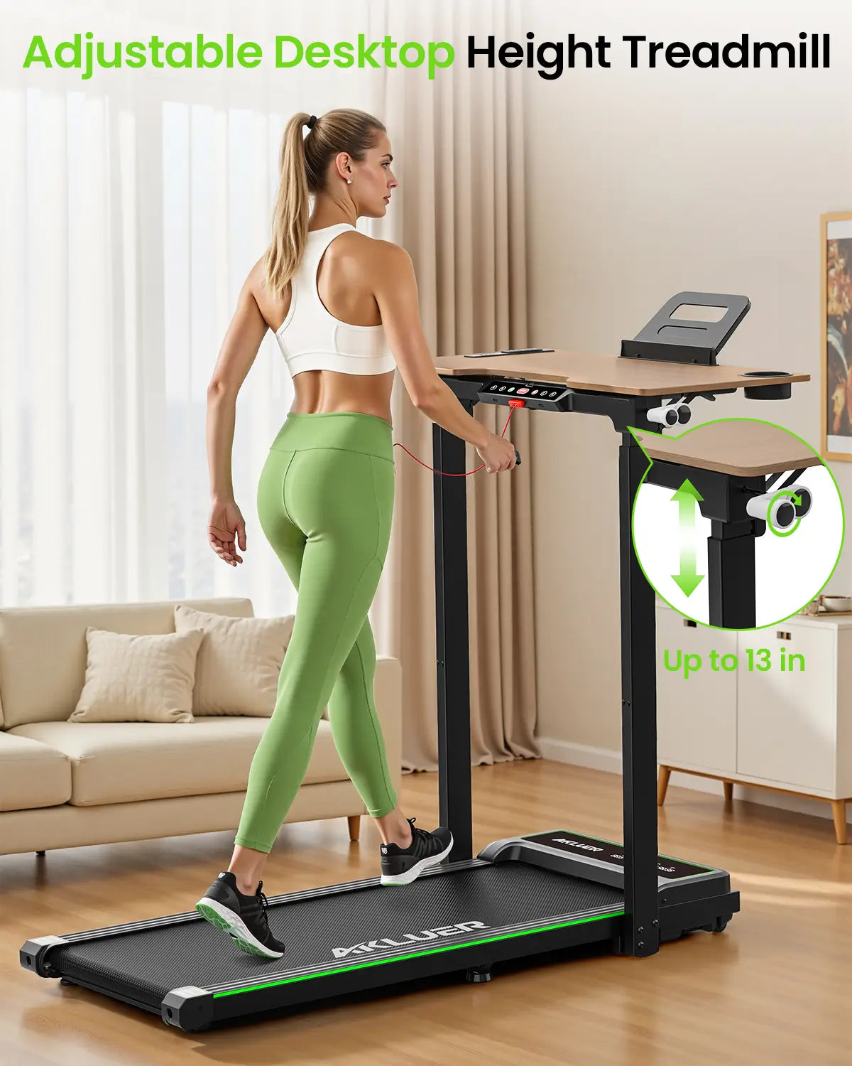 Akluer P3-D Adjustable Height Desk Treadmill