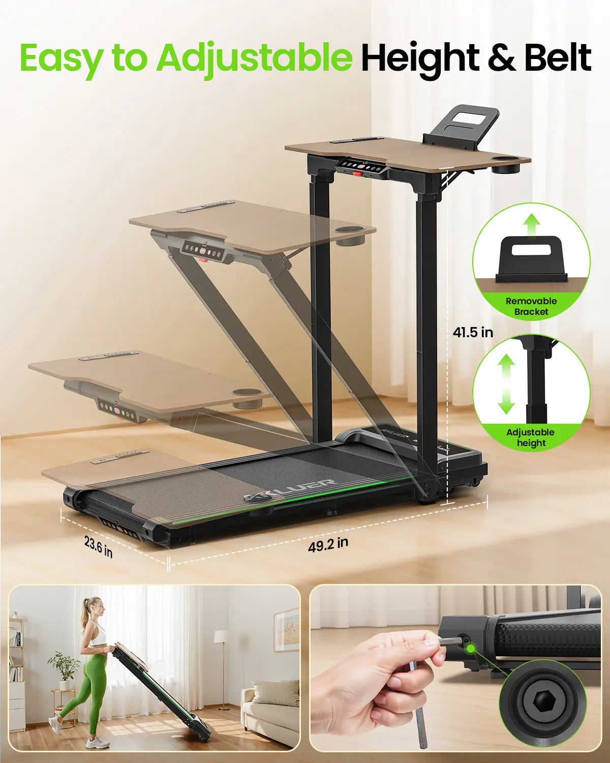 Akluer P3-D Adjustable Height Desk Treadmill